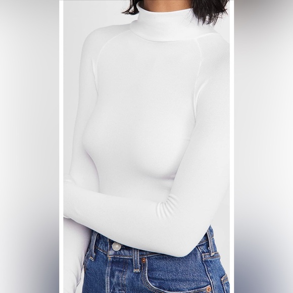 FREE PEOPLE Women's Seamless White Turtleneck Bodysuit with Cheeky Snap Gusset - Picture 11 of 12